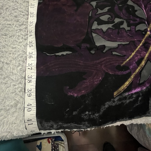 Keke Silk One Size Shawl Wrap Silk Burnout Velvet Fringe Floral Witchy Whimsy - Picture 14 of 16